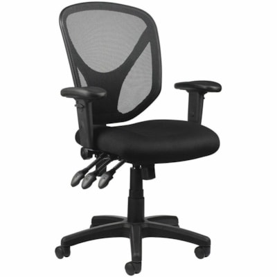 Realspace Chair - Fabric Seat - Black Mesh Back - Black Frame - Mid Back - 5-star Base - Black - Armrest - 1 Each  