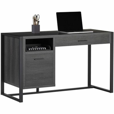 Realspace DeJori 51" Writing Desk, Charcoal - 2 x Storage Drawer(s) - Material: Engineered Wood, Laminate, Paperboard - Finish: Charcoal - Center Drawer - For Writing, Document, Stationary, Book, Computer WRITING DESK CHARCOAL 