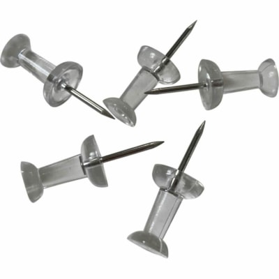 Grand & Toy Clear Pushpins, Clear, Pack of 100 - for Document - Reusable, Durable - Clear - Plastic, Steel - 100 / Pack  