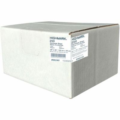Highmark - Sac poubelle Highmark 98240 - 75,71 L Capacité - largeur de 10,25 po (260,35 mm) x longueur de 13,50 po (342,90 mm) - Faible Densité - clair - Plastique, Polyéthylène linéaire basse densité (LLDPE), Résine - Ordures ménagères, GARBAGE BAGS  250/CASE 