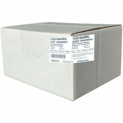 Highmark Trash Bag - 41 gal (155201.883144 mL) Capacity - 48" (1219.20 mm) Width x 43" (1092.20 mm) Length - High Density - Frosted Clear - Plastic, Resin - Industrial, Garbage, Office Waste - Recycled - 200 / Case HIGH DENSITY GARBAGE BAGS 200/CASE