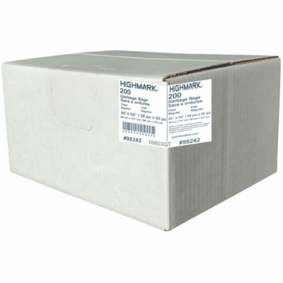 Highmark - Sac poubelle Highmark 98242 - 155,20 L Capacité - largeur de 10,25 po (260,35 mm) x longueur de 13,50 po (342,90 mm) - Faible Densité - clair - Plastique, Polyéthylène linéaire basse densité (LLDPE), Résine - Ordures ménagères GARBAGE BAGS 200/CASE 