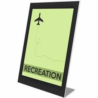 Grand & Toy Superior Image Slanted Sign Holder, Black Border, Letter-Size - 12" (304.80 mm) Width x 12.50" (317.50 mm) Height x 2.75" (69.85 mm) Depth - Top Loading, Durable, Easy to Use - Literature - Plastic - Black, Clear  
