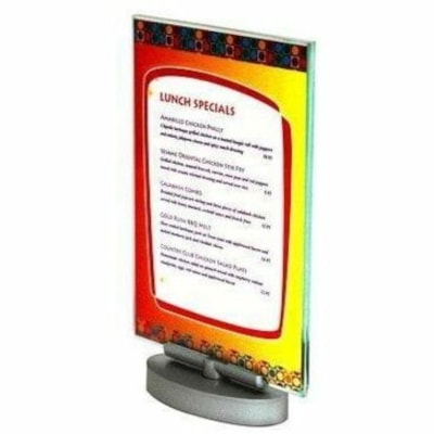 Grand & Toy Superior Image Swivel Sign Holder - 8.56" (217.42 mm) Width x 12" (304.80 mm) Height x 1.87" (47.50 mm) Depth - Double Sided - Rotating, Three-sided, Swivel - Office, Sign - Plastic - Clear  