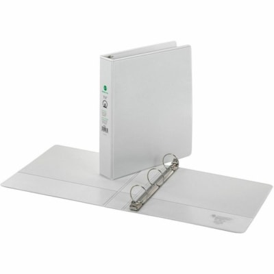 Grand & Toy Presentation Binder - Letter - 8 1/2" (215.90 mm) x 11" (279.40 mm) Sheet Size - 475 Sheet Capacity - 3 x 1.50" (38.10 mm) Ring(s) - Fastener(s): Round Ring - Pocket(s): 4, Internal - Polypropylene, Plastic - White - Recycled - PVC-free, Anti-glare, Locking Ring, Clear Front, Cover, Easy  