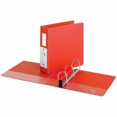 Grand & Toy 3" Locking D-Ring Letter-Size Binder, Red - Letter - 8 1/2" (215.90 mm) x 11" (279.40 mm) Sheet Size - 650 Sheet Capacity - 3" (76.20 mm) Ring - Fastener(s): 3 x D-Ring - Pocket(s): 4, Front & Back, Internal - Polypropylene, Plastic, Vinyl - Red - Recycled - Locking Ring, Lockable, Easy  LEATHER GRAINED VINYL 2 INSIDE POCKETS