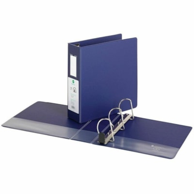 Grand & Toy - Classeur anneaux - format lettre - format 8 1/2 po (215,90 mm) x 11 po (279,40 mm) - 650 Capacité en feuilles - 3 x 3 po (76,20 mm) Ring(s) - Fastener(s) : Anneau en D - Pocket(s) : 4, Avant et arrière, Interne - Polypropylène, Plastique, Vinyle - Bleu - Recycl&eac VINYLE RELIEF  FORMAT LETTRE ANNEAUX COMBI 2 POCH INT
