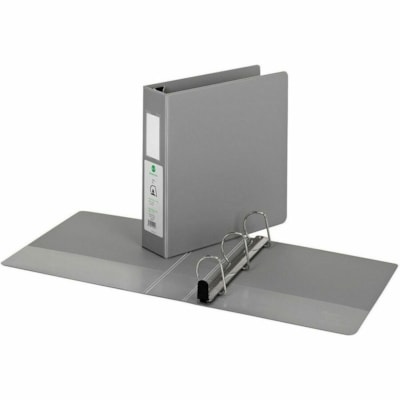 Grand & Toy 2" Letter-Size Locking D-Ring Binder, Grey - Letter - 8 1/2" (215.90 mm) x 11" (279.40 mm) Sheet Size - 650 Sheet Capacity - 3 x 2" (50.80 mm) Ring(s) - Fastener(s): D-Ring - Pocket(s): 4, Internal - Polypropylene, Plastic, Vinyl - Gray - Recycled - PVC-free, Anti-glare, Locking Ring, Lo LEATHER GRAINED VINYL 2 INSIDE POCKETS