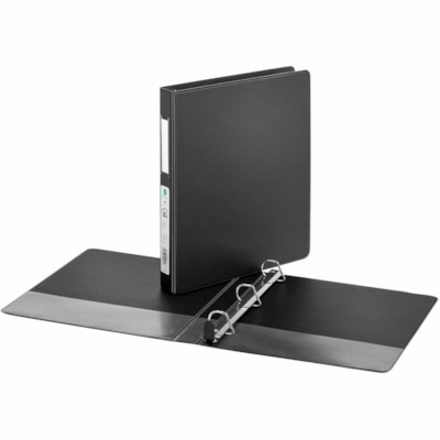 Grand & Toy 1'' Letter-Size Locking D-Ring Binder, Black - 1" (25.40 mm) Binder Capacity - Letter - 8 1/2" (215.90 mm) x 11" (279.40 mm) Sheet Size - 250 Sheet Capacity - 1" (25.40 mm) Ring(s) - Fastener(s): D-Ring - Pocket(s): 4, Inside Front & Back - Polypropylene, Vinyl - Black - Recycled - Punch LEATHER GRAINED VINYL 2 INSIDE POCKETS