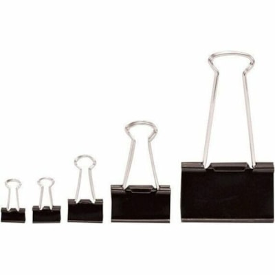 Grand & Toy Binder Clip - Small - 0.75" (19.05 mm) Width - 0.4" (9.53 mm) Size Capacity - for File, Paper - Black - Metal - 12 - 144 / Pack  