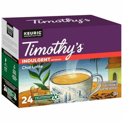 Timothy's Chai Latte K-Cup Pods - Box of 24 - Compatible with K-Cup Brewer, Keurig 2 BrewerPer Box - 24 Packet  