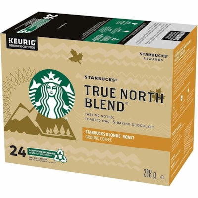 Starbucks K-Cup Coffee - Compatible with Keurig K-Cup Brewer - American - Medium - K-Cup - True North Blend - Decaffeinated - 24 / Box COFFEE 