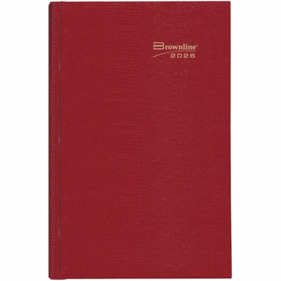 Brownline Traditional Daily Hard Cover Bound Journal 10" x 7-7/8" Red English - Daily - 12 Month - January 2025 to December 2025 - 1 Day Single Page Layout - 7 7/8" (200.03 mm) x 10" (254 mm) Sheet Size - Perfect - Desktop - Red - Red Cover - Notepad, Perforated Corner, Perpetual Calendar, Hard Cove  