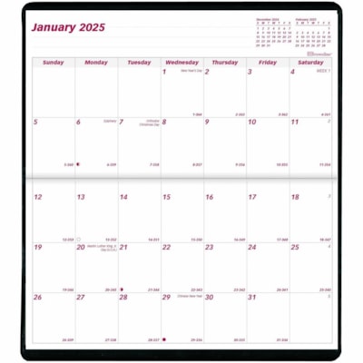 Brownline Two-Year Monthly Pocket Planner, English - Julian Dates - Monthly - 2 Year - January 2025 to December 2026 - 3 1/2" (88.90 mm) x 6 1/2" (165.10 mm) Sheet Size - Saddle Stitch - Assorted - Vinyl - Notepad, Soft Cover - 1 Each  