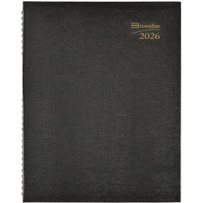 Brownline CoilPro Weekly Planner, 11" x 8-1/2" , English - Weekly - January 2025 to December 2025 - 7:00 AM to 8:45 PM - Monday - Friday, 7:00 AM to 5:45 PM - Saturday - 2 Week Double Page Layout - 8 1/2" (215.90 mm) x 11" (279.40 mm) Sheet Size - Twin Wire - Black - Pocket, Phone Directory, Address  