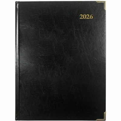 Brownline Executive Daily Planner, 10-7/8" x 7-5/8" , Trilingual, Assorted - Julian Dates - Daily - January 2025 to December 2025 - 7:00 AM to 10:45 PM - Quarter-hourly - 1 Day Single Page Layout - 7 5/8" (193.68 mm) x 10 7/8" (276.23 mm) Sheet Size - Sewn - Assorted - Leather - Hard Cover, Ribbon M  