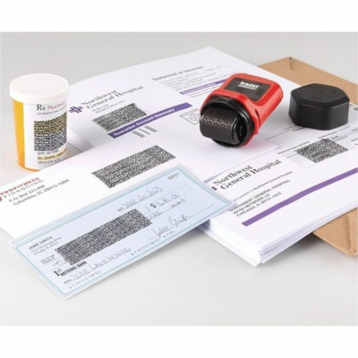 Trodat Roller Stamp - Design Stamp - 1" (25.40 mm) Impression Width - Black - Shipping - Recycled RED MOUNT 