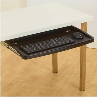 Kensington SmartFit Under-desk Comfort Keyboard Drawer - 13.5" (342.90 mm) Height x 25.9" (657.86 mm) Width - Black - High Impact Polystyrene (HIPS) - 1 EXTRA WIDE 26" TRAY W/MOUSING AERA HEIGHT ADJ.W/GEL WRIST PD