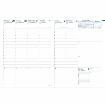 Quo Vadis Planner Trinote Toscana Blue English - Large - Weekly - 13 Month - December 2025 to December 2026 - 8:00 AM to 9:00 PM - Half-hourly - Monday - Saturday, 8:00 AM to 7:00 PM - Hourly - Sunday - 1 Week Double Page Layout - 7 1/4" (184.15 mm) x 9 1/2" (241.30 mm) Sheet Size - White Sheet - St TOSCANA BLUE TSCN WEEKLY APPOINTMENT 2PPW