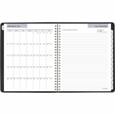 At-A-Glance 2026 Executive Weekly/Monthly Planner - 8-3/4" H x 6-7/8" W - Black - English - Weekly, Monthly - 12 Month - January 2026 to December 2026 - 1 Week, 1 Month Double Page Layout - 6 7/8" (174.63 mm) x 8 3/4" (222.25 mm) Sheet Size - Spiral Bound - Paper - Black Simulated Leather, Faux Leat 6-7/8 X 8-3/4 BLK ENGLISH 