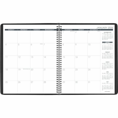 At-A-Glance 2026 Monthly Planner - 11" H x 8-7/8" W - Black - English - Monthly - 15 Month - January 2026 to March 2027 - 1 Month Double Page Layout - 8 7/8" (225.30 mm) x 11" (279.40 mm) Sheet Size - Spiral Bound - Paper - Black Simulated Leather, Faux Leather Cover - Monthly Planner, Event Plannin 9 X 11 BLK ENGLISH 