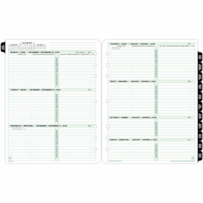 Day-Timer 2026 Dated Refill 2 Pages/Week Folio - 11" H x 8-1/2" W - Bilingual - Folio - Weekly - 12 Month - January 2026 to December 2026 - 8:00 AM to 5:00 PM - Hourly - Monday - Friday, 8:00 AM to 12:00 PM - Hourly - Saturday - Sunday - 1 Week Double Page Layout - Letter - 8 1/2" (215.90 mm) x 11"  8-1/2 X 11 VENDOR ITEM 68532 30% PCW