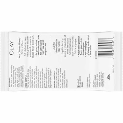 Olay - Lingette nettoyante 80814002 - 25 / emballage SANS PARFUM POUR LE VISAGE ET LE COU