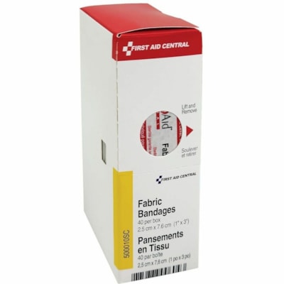 First Aid Central Fabric Bandages 2.5 x 7.6 cm (1" x 3"), 40 per Box, SmartCompliance Refill - Natural - Fabric - 40 / Box 2.5 CM X 7.6 CM (1" X 3") 40 PER BOX - REFILL COMPONENT
