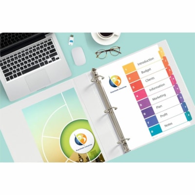Avery® - Intercalaires Ready Index - 8 x Intercalaire(s) - 1-8 - 8 Onglet(s)/Ensemble - largeur de l'intercalaire 8,50 po (215,90 mm) x longueur de l'intercalaire 11 po (279,40 mm) - 3 TrouPerforé - Divider Blanc Papier - Tab(s) Multicouleur Papier - 20% Recyclé - 8 / jeu NO 1 A 8  LASER/JET D ENDRE 3 TROUS RENF 20% MATIERE POSTC