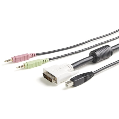 StarTech.com 4-in-1 USB DVI KVM Cable with Audio and Microphone - Connect high resolution DVI video, USB, audio and microphone all in one cable - kvm cable - usb kvm cable - kvm switch cable -DVI kvm cable ini-Jack Left Connector - Male  Left Gender - DVI U