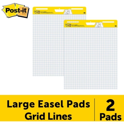 Post-it® Self-Stick Easel Pad Value Pack - 30 Sheets - Stapled - Feint Front Ruling - Blue Margin - 18.50 lb (8391.46 g) Basis Weight - 25" (635 mm) x 30" (762 mm) Sheet Size - White Paper - Cardboard Cover - Self-adhesive, Repositionable, Resist Bleed-through, Removable, Sturdy Back - 2 / Carto GRID LINES 25"X30" 30 SHEETS /PAD SELF-STICK