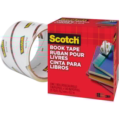 Scotch Book Tape - 15 yd (13.7 m) Length x 3" (76.2 mm) Width - 3" (76.20 mm) Core - Clear - Acrylic - Crack Resistant - For Repairing, Reinforcing, Protecting, Covering - 1 Roll LONG USE ON BOOKS MAGAZINES FOR BINDING EDGES AND MORE