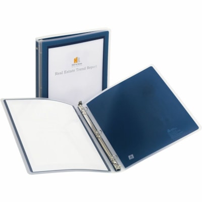 Avery® - Reliure Flexi-View(tm) ½" po , avec anneaux ronds, Bleu - 1/2 po (12,70 mm) Capcité du classeur - format lettre - format 8 1/2 po (215,90 mm) x 11 po (279,40 mm) - 100 Capacité en feuilles - 3 x 0,50 po (12,70 mm) Ring(s) - Fastener(s) : Anneau rond - Pocket(s) : 0, Int  " ROUND RINGS BLUE