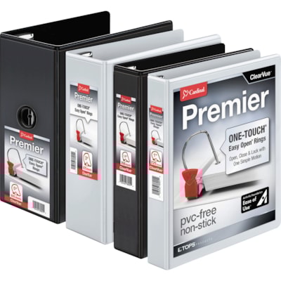 Cardinal EasyOpen Clearvue Slant D-Ring Binders - 3" (76.20 mm) Binder Capacity - Letter - 8 1/2" (215.90 mm) x 11" (279.40 mm) Sheet Size - 675 Sheet Capacity - 2 29/32" (73.66 mm) Spine Width - 3 Ring(s) - Fastener(s): D-Ring - Pocket(s): 2, Inside Front & Back - Vinyl - Black - 1.86 lb (843.68 g) CARDINAL PREMIER EASY OPEN DVW 
