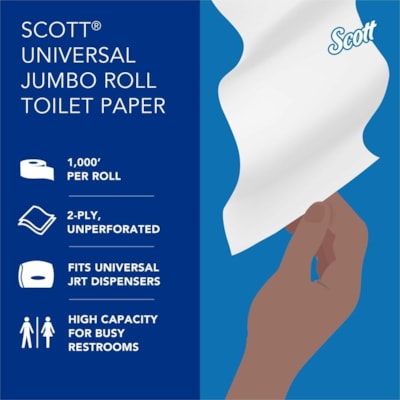 Papier hygiénique Recyclé Scott - 2 Pli - largeur de 3,55 po (90,17 mm) x longueur de 1000 pi (304,80 m) - Blanc - 12 / Carton BOÎTE DE 12 