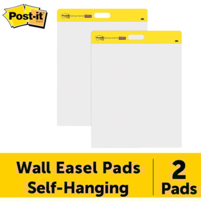 Post-it® Self-Stick Easel Pads - 20 Sheets - Plain - Stapled - 18.50 lb (8391.46 g) Basis Weight - 20" (508 mm) x 23" (584.20 mm) Sheet Size - White Paper - Cardboard Cover - Resist Bleed-through, Removable, Sturdy Back - 2 / Pack 2 PADS/PK 20 SHEETS/PAD ADHERES TO MOST WALL SURFACES