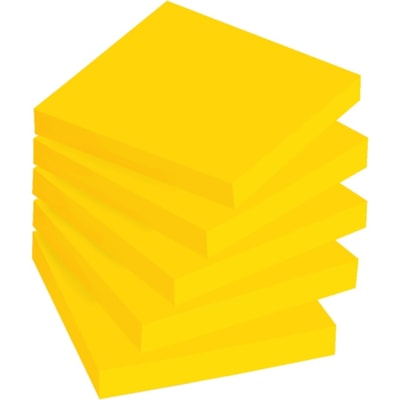Post-it® Super Sticky Note - 90 - 3" (76.20 mm) Flag/Note Width x 3" (76.20 mm) Flag/Note Length - Square - Daffodil - Self-adhesive - 5 / Pack 654-5SSY-C ELECTRIC YELLOW 3INX3IN (76MMX76MM)