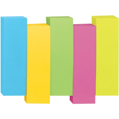 Signet Post-it® - 100 - largeur de drapeau/note 1/2 po (12,70 mm) x longueur de drapeau/note 2 po (50,80 mm) - Rectangulaires - Non ligné - Bleu électrique, Jaune, Aqua Wave, Vert - Papier - Amovible, Autocollant - 500 / emballage ULTRA COULEURS 1/2 X 2PO 100 SIGNETS/BLOC  5 BLOCS/PQT