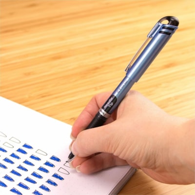 EnerGel Liquid Gel Pen, (0.5mm) Needle Tip, Black Ink - Pentel EnerGel Liquid Gel Rollerball Pen with Cap to Protect Pockets, Everyday Writing, Office Supplies, School Supplies, 0.5mm, Fine Needle Point, Blue Barrel, Black Ink LIQUID GEL 0.5MM 