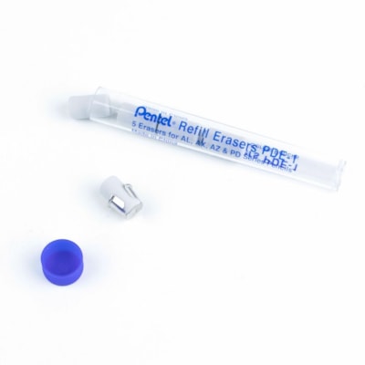 Refill Erasers for AL, AX and PD Series Pencils - Refill Pentel Eraser for Fiesta (AL), .E-Sharp (AZ) and TechniClick (PD) Mechanical Pencils, 5 Piece per tube, PDE-1, Box of 12 FITS PD345XX SERIES PENCILS 5/PK
