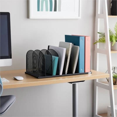 Safco Mesh Desk Organizers - 8 Compartment(s) - Compartment Size : 2" (50.80 mm) - 8.3" (209.55 mm) Height x 19.3" (488.95 mm) Width x 11.5" (292.10 mm) Depth - Desktop - Powder Coated - Black - Steel - 1 Each 8 - 2" WIDE VERTICAL PARTS.BLK 19 1/4"W X 11 1/2"D X 8 1/4"H