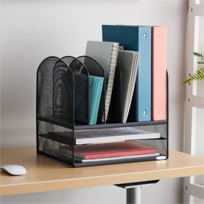 Safco - Organisateur de bureau Onyx 2 horizontal/6 vertical - 8 Compartiment(s) - hauteur de 13 po (330,20 mm) x largeur de 13,3 po (336,55 mm) x profondeur de 11,5 po (292,10 mm) - Bureau - Noir - Acier - 1 chaque  