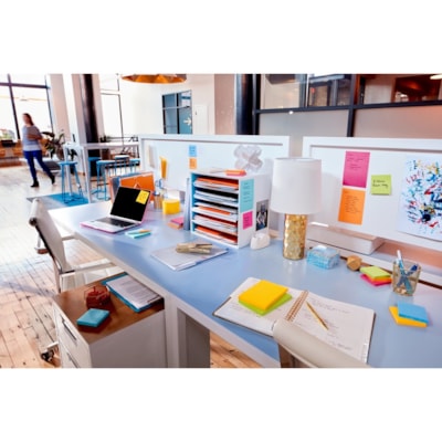 Post-it® Super Sticky Notes - Energy Boost Color Collection - 450 - 3" (76.20 mm) Flag/Note Width x 3" (76.20 mm) Flag/Note Length - Square - 90 Sheets per Pad - Unruled - Vital Orange, Tropical Pink, Sunnyside, Blue Paradise, Limeade - Paper - Self-adhesive - 5 / Pack ENERGY BOOST COLOUR COLLECTN 