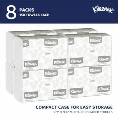 Essuie-tout Recyclé Kleenex - 1 Pli - largeur de 9,20 po (233,68 mm) x longueur de 9,40 po (238,76 mm) - Blanc - 150 emballage - 8 / Carton KLEENEX KIMBERLY CLARKE 150PQT  8 PQT PAR BOÎTE
