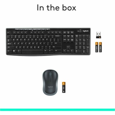 Logitech MK270 Wireless Keyboard and Mouse Combo for Windows, 2.4 GHz Wireless, Compact Mouse, 8 Multimedia and Shortcut Keys, 2-Year Battery Life, for PC, Laptop - USB Wireless RF 2.40 GHz Keyboard - English - Black - USB Wireless RF Mouse - Optical - 3 Button - Scroll Wheel - Black - Multimedia, I WIRELESS KEYBOARD/MOUSE  BLACK 