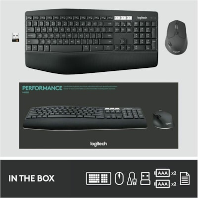 Logitech® MK850 Performance Wireless Keyboard and Mouse Combo - USB Wireless Bluetooth/RF Keyboard - USB Wireless Bluetooth/RF Mouse - Optical - 1000 dpi - 8 Button - Scroll Wheel - AAA, AA - Compatible with Desktop Computer, Smartphone, Notebook, Tablet for PC, Mac - 1 Each  