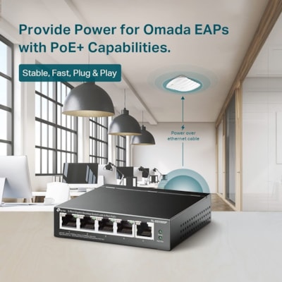 TP-Link 5-Port Gigabit Desktop Switch with 4-Port PoE+ - 5 Ports - Gigabit Ethernet - 10/100/1000Base-T - 2 Layer Supported - 4.30 W Power Consumption - 65 W PoE Budget - Twisted Pair - PoE Ports - Desktop - 3 Year Limited Warranty  