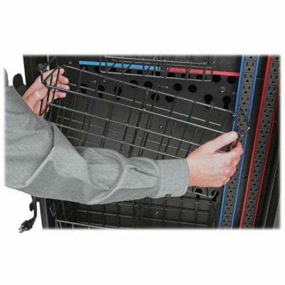 Tripp Lite series CSC42AC 42-Device AC Charging Station Cart, Black - 3 Shelf - Steel, Wood - 26" (661.42 mm) Width x 28.8" (732.54 mm) Depth x 43.1" (1093.47 mm) Height - Steel Frame - Black - For 42 Devices  AC Mobile Charging Cart - Lap tops and Chromebooks