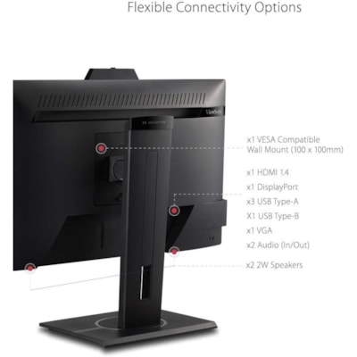 ViewSonic Graphic VG2440V 24" Class Webcam Full HD LED Monitor - 16:9 - Black - 23.8" Viewable - In-plane Switching (IPS) Technology - LED Backlight - 1920 x 1080 - 16.7 Million Colors - 250 cd/m² - 5 ms - 75 Hz Refresh Rate - Speakers - HDMI - VGA - DisplayPort - USB Hub  MNTR 