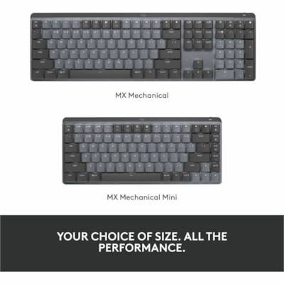 Logitech MX Mechanical Wireless Illuminated Performance Keyboard (Linear) (Graphite) - Wireless Connectivity - Bluetooth/RF - 32.81 ft (10000 mm) - Hot Key(s)ChromeOS - PC, Mac - Mechanical/MX Keyswitch - Graphite  WRLS 